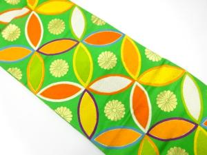 アンティーク　花七宝模様織り出し袋帯（着用可）